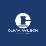 Blue and White Modern Gavel Legal Logo